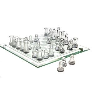 Glass Chess Set with Frosted and Clear Pieces